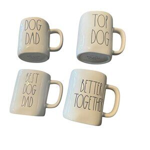 Set Of 4 Rae Dunn Artisan Collection Dog Dad & Better Together‎ Ceramic Mugs